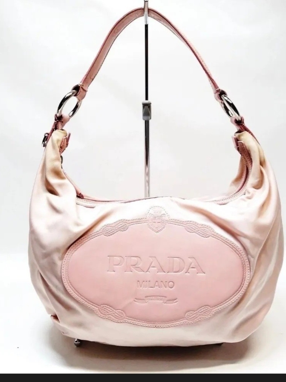 Prada Soft Pink Leather Shoulder Bag With Dust Bag